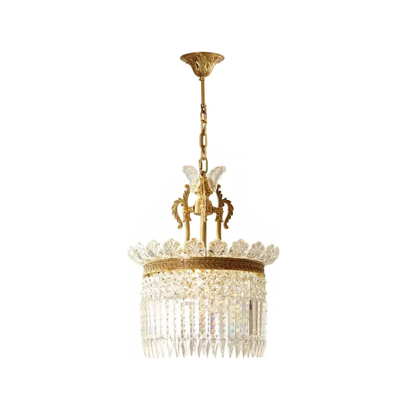Crinoline Chandelier – Faceted Crystal & Brass Tiered Chandelier