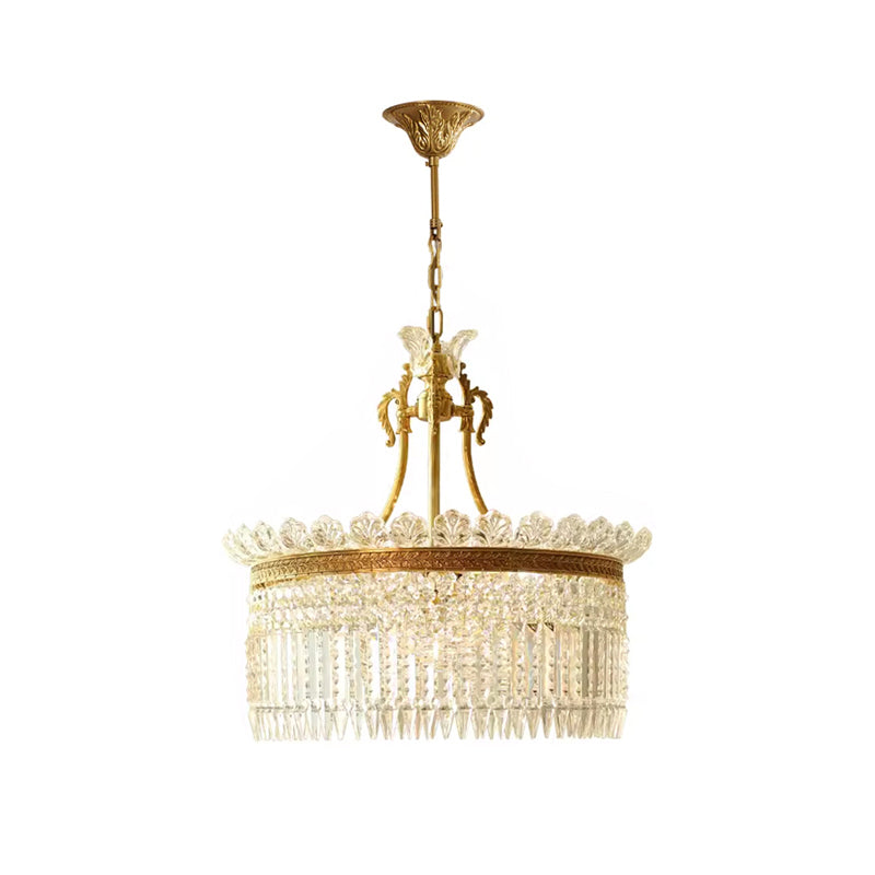 Crinoline Chandelier – Faceted Crystal & Brass Tiered Chandelier