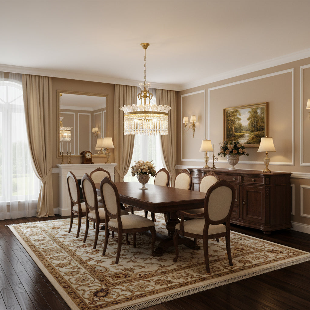 Crinoline Chandelier – Faceted Crystal & Brass Tiered Chandelier