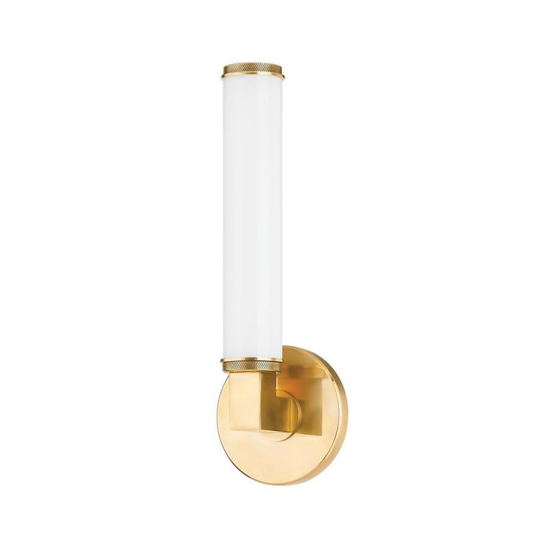 Cromwell Glass Wall Lamp – Architectural Brass & Opal Glossy Glass Sconce