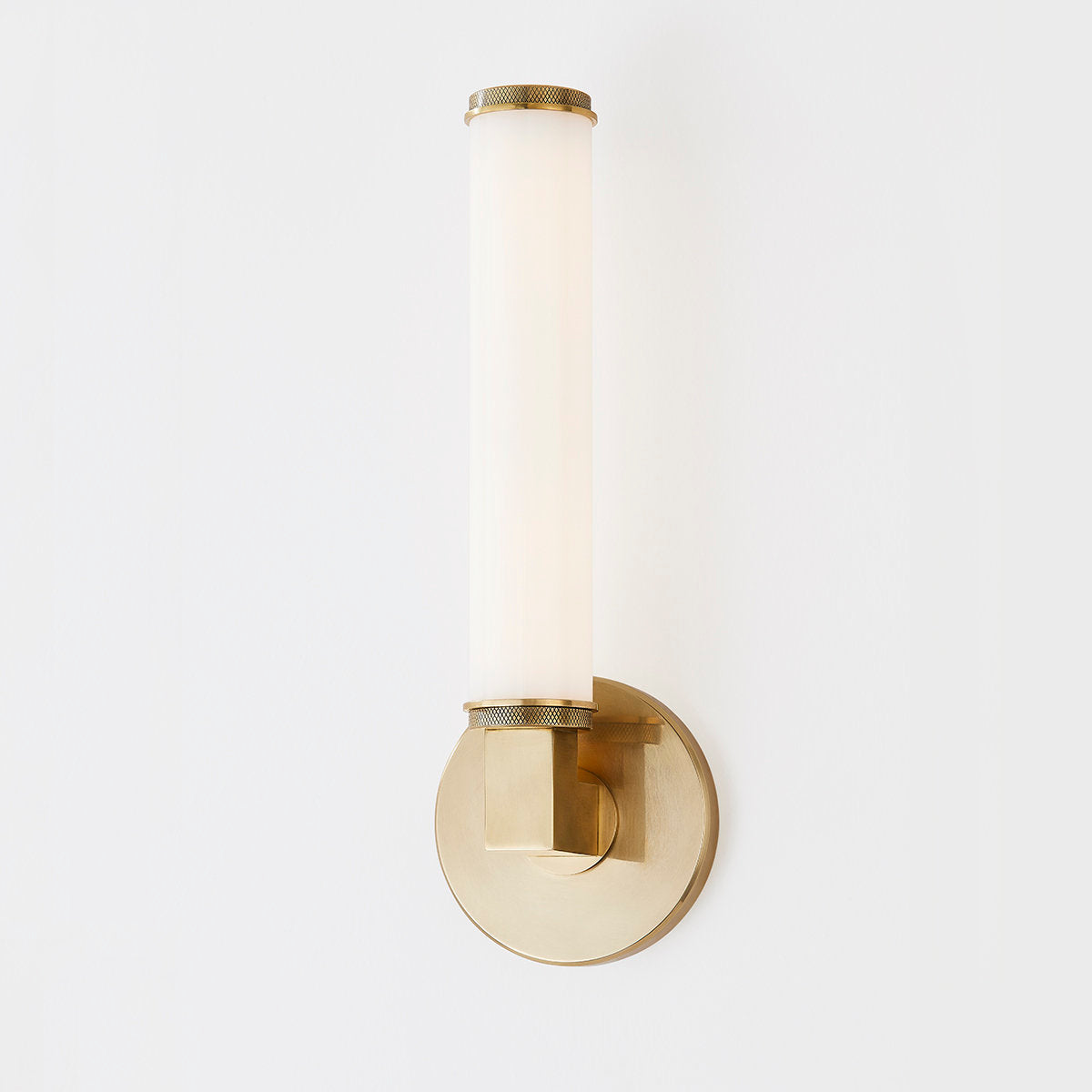 Cromwell Glass Wall Lamp – Architectural Brass & Opal Glossy Glass Sconce