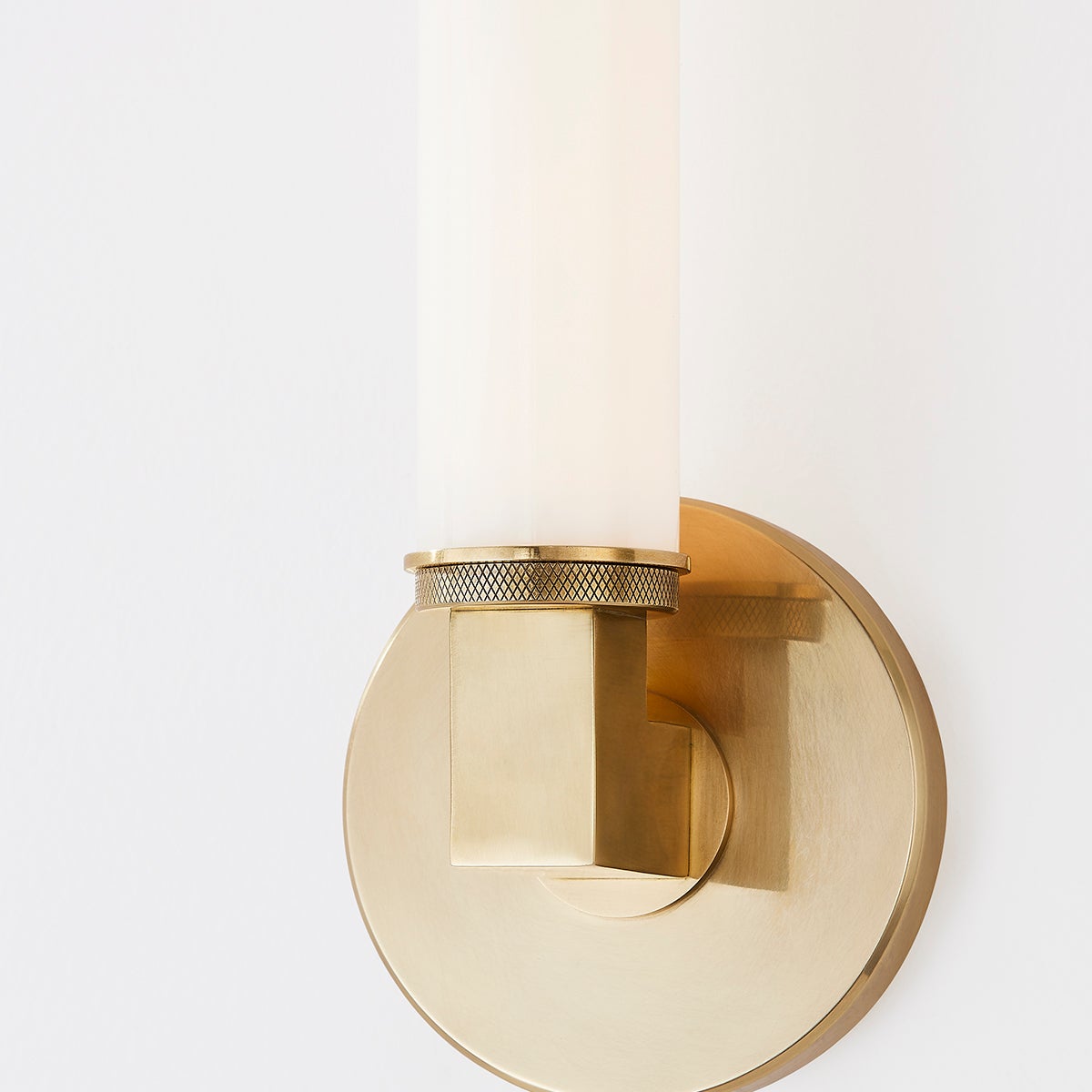 Cromwell Glass Wall Lamp – Architectural Brass & Opal Glossy Glass Sconce