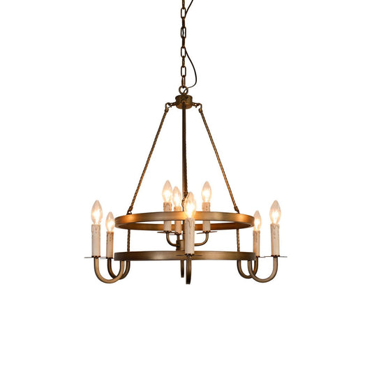 Crowley Wagon Wheel Chandelier – Brushed Bronze Two-Tier Brass Chandelier
