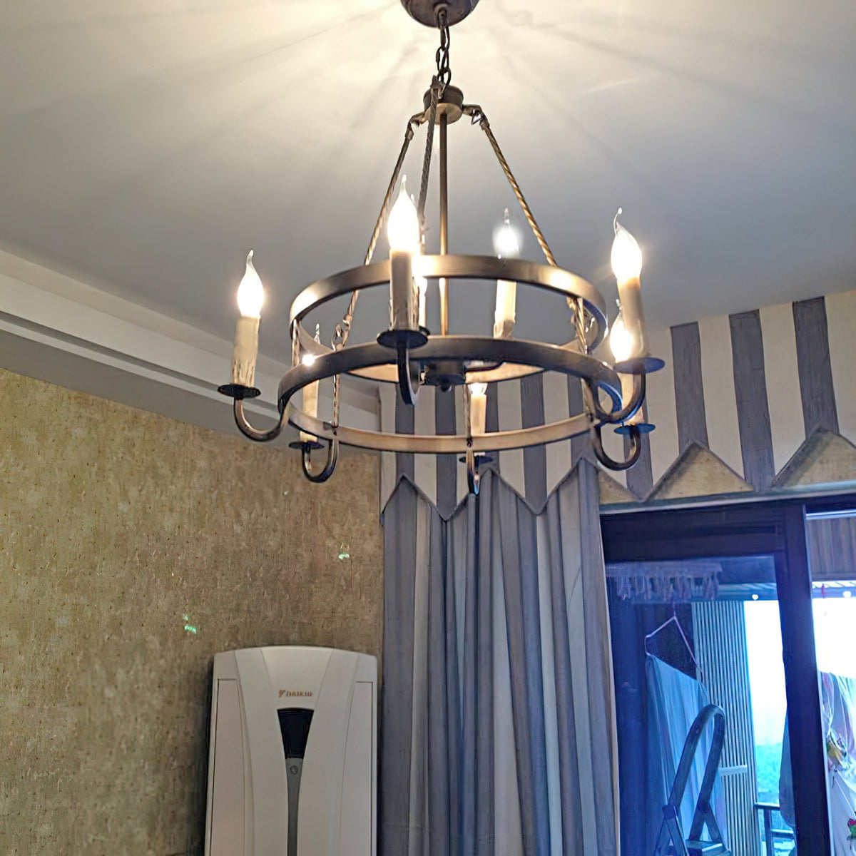 Crowley Wagon Wheel Chandelier – Brushed Bronze Two-Tier Brass Chandelier