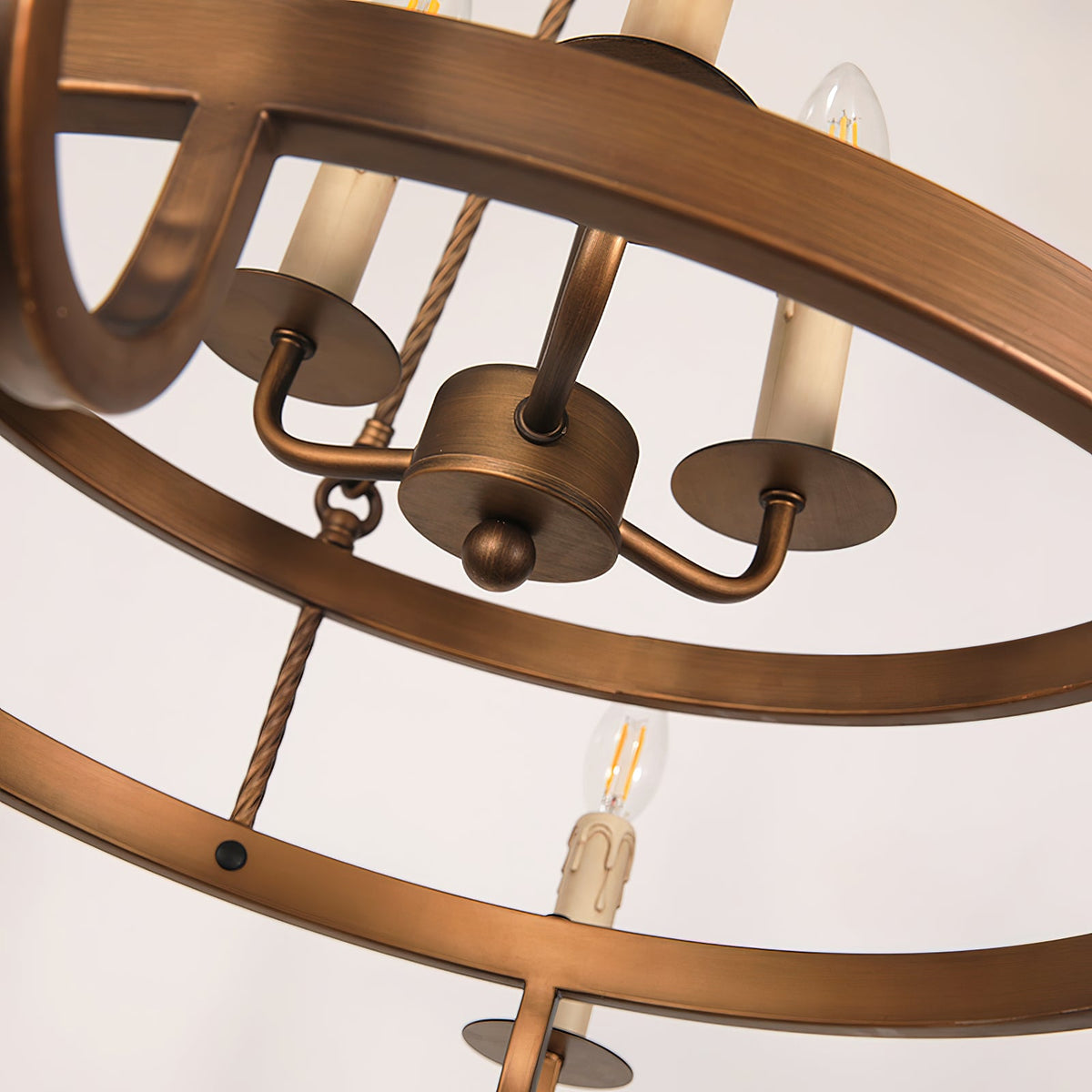 Crowley Wagon Wheel Chandelier – Brushed Bronze Two-Tier Brass Chandelier