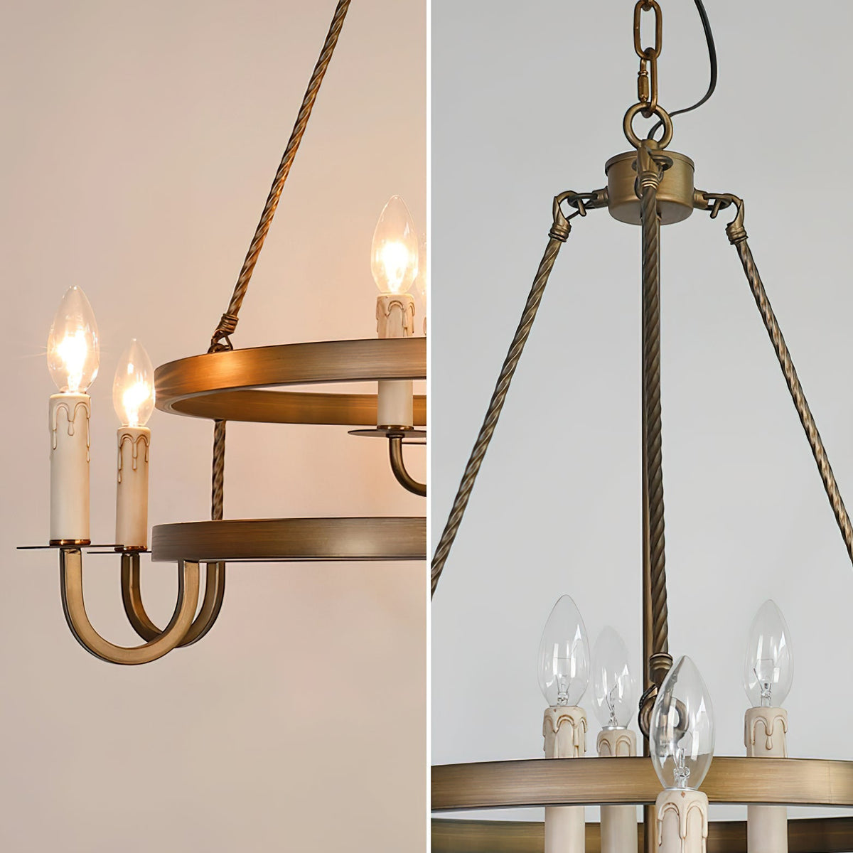 Crowley Wagon Wheel Chandelier – Brushed Bronze Two-Tier Brass Chandelier
