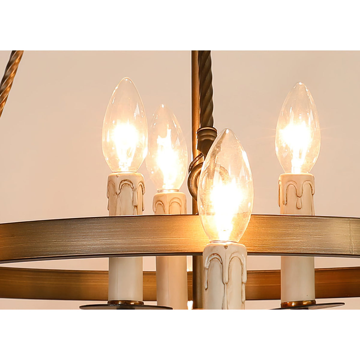 Crowley Wagon Wheel Chandelier – Brushed Bronze Two-Tier Brass Chandelier