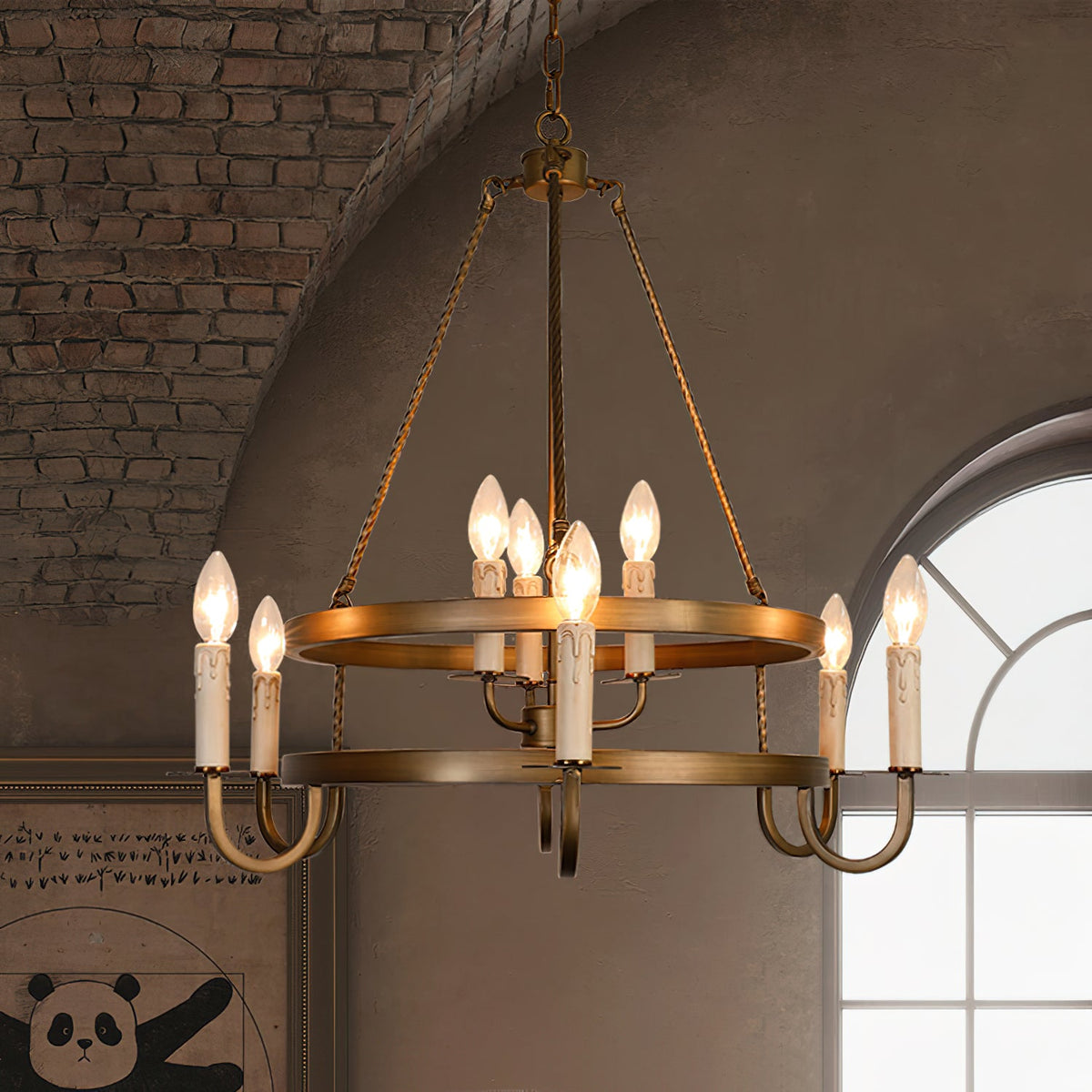 Crowley Wagon Wheel Chandelier – Brushed Bronze Two-Tier Brass Chandelier