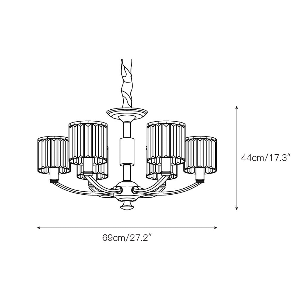 Crystal Column Brass Chandelier – Tiered Brass & Sculptural Crystal Column Chandelier