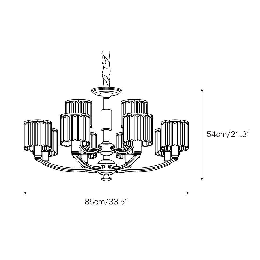 Crystal Column Brass Chandelier – Tiered Brass & Sculptural Crystal Column Chandelier
