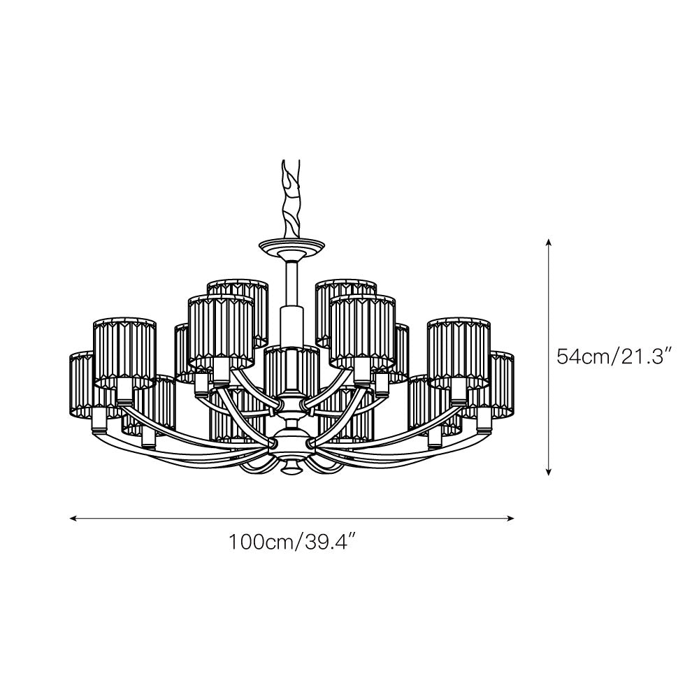 Crystal Column Brass Chandelier – Tiered Brass & Sculptural Crystal Column Chandelier