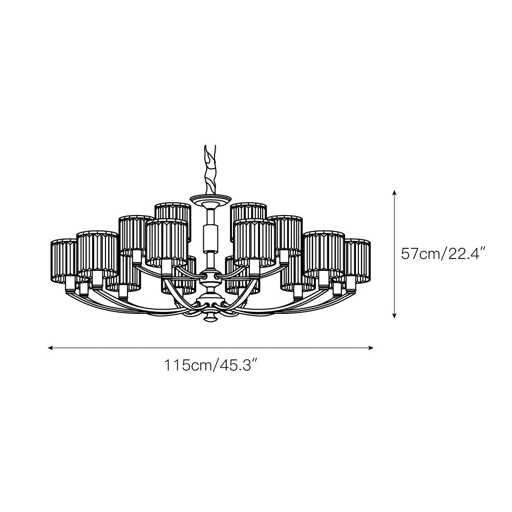 Crystal Column Brass Chandelier – Tiered Brass & Sculptural Crystal Column Chandelier