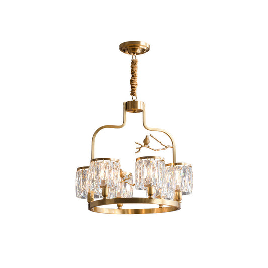 Crystal Bird Chandelier – Sculptural Brass & Carved Crystal Bird Pendant Light