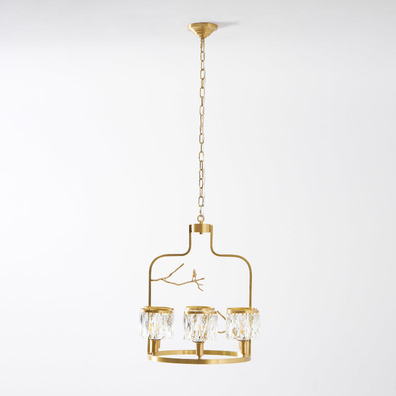 Crystal Bird Chandelier – Sculptural Brass & Carved Crystal Bird Pendant Light
