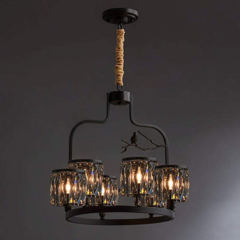 Crystal Bird Chandelier – Sculptural Brass & Carved Crystal Bird Pendant Light