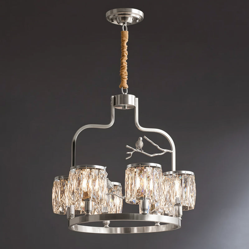 Crystal Bird Chandelier – Sculptural Brass & Carved Crystal Bird Pendant Light
