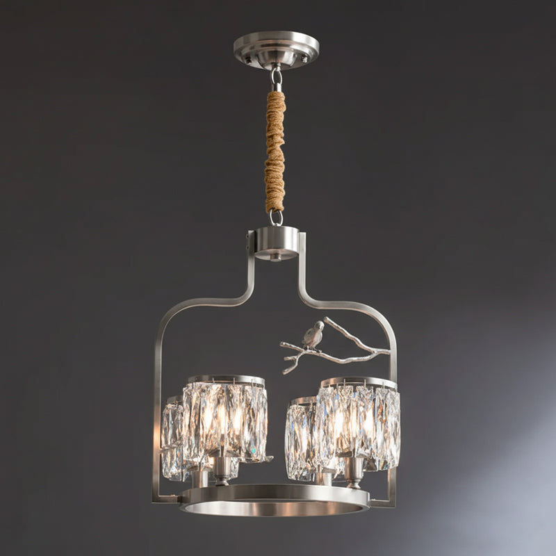Crystal Bird Chandelier – Sculptural Brass & Carved Crystal Bird Pendant Light