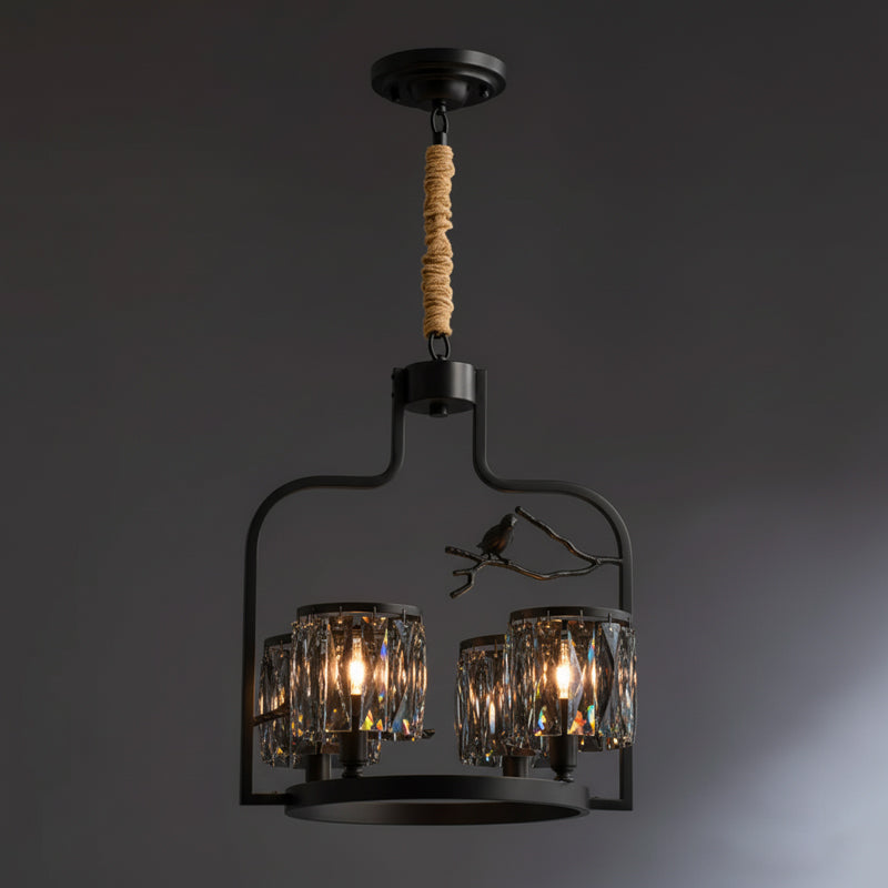 Crystal Bird Chandelier – Sculptural Brass & Carved Crystal Bird Pendant Light