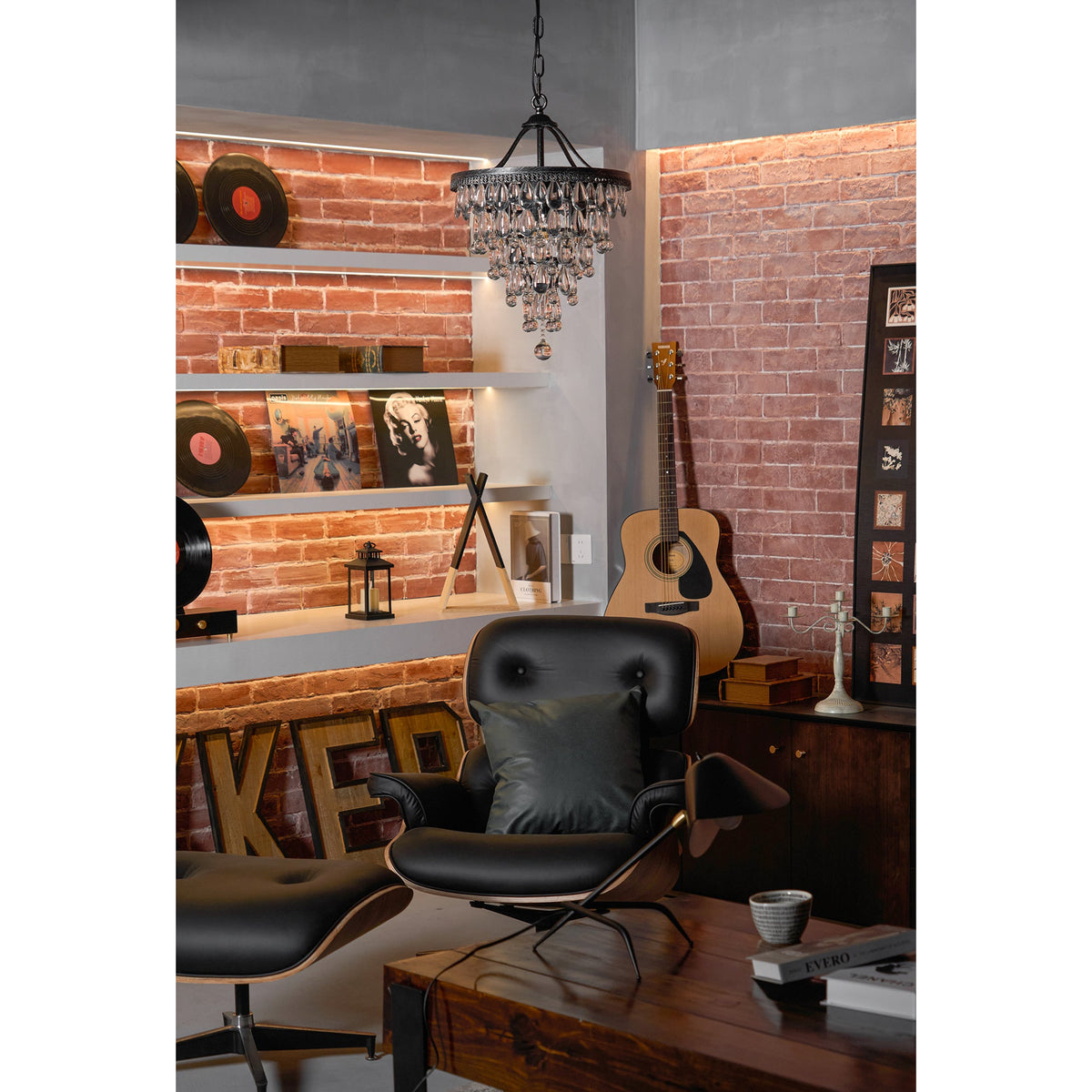 Crystal Inverted Pyramid Chandelier – Ancient Silver Tiered Crystal Pendant Light
