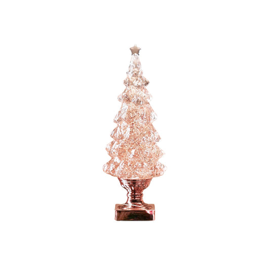 Crystal Xmas Tree Table Lamp – Cordless Color-Changing Holiday Lamp with Snow & Music