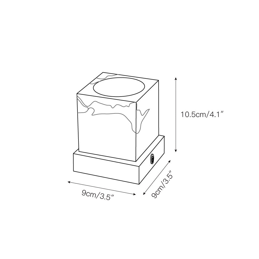 Cube Marble Table Lamp – Rechargeable Solid Marble & Metal Accent Lamp