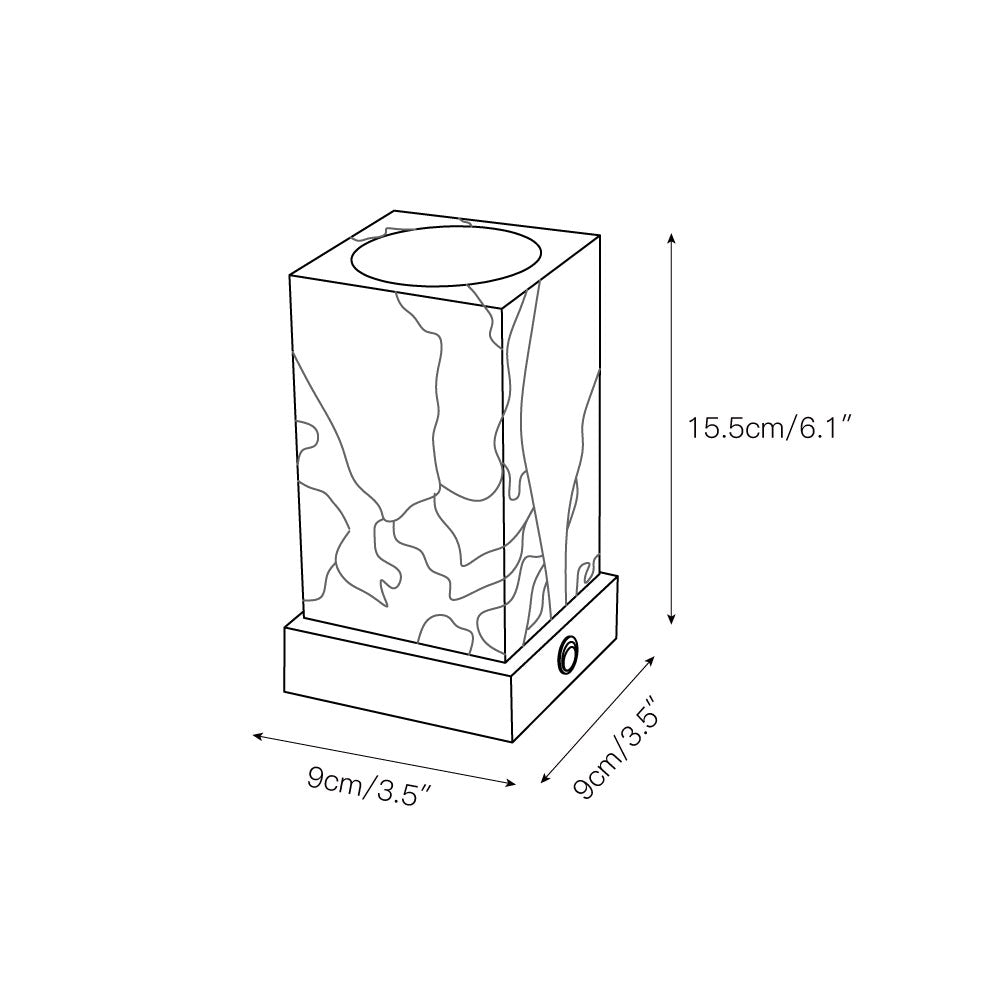 Cube Marble Table Lamp – Rechargeable Solid Marble & Metal Accent Lamp