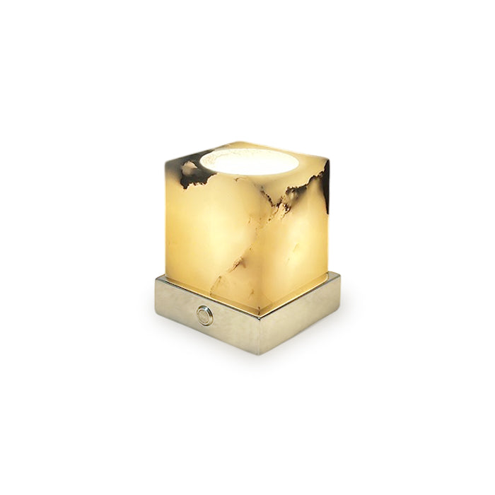 Cube Marble Table Lamp – Rechargeable Solid Marble & Metal Accent Lamp