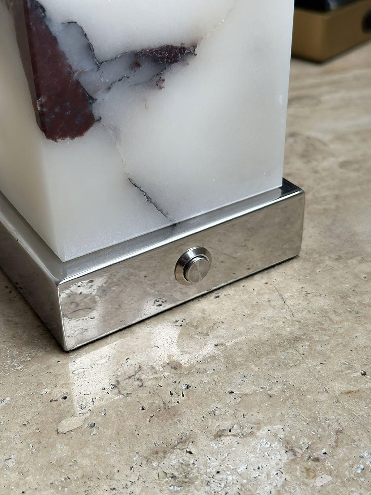 Cube Marble Table Lamp – Rechargeable Solid Marble & Metal Accent Lamp