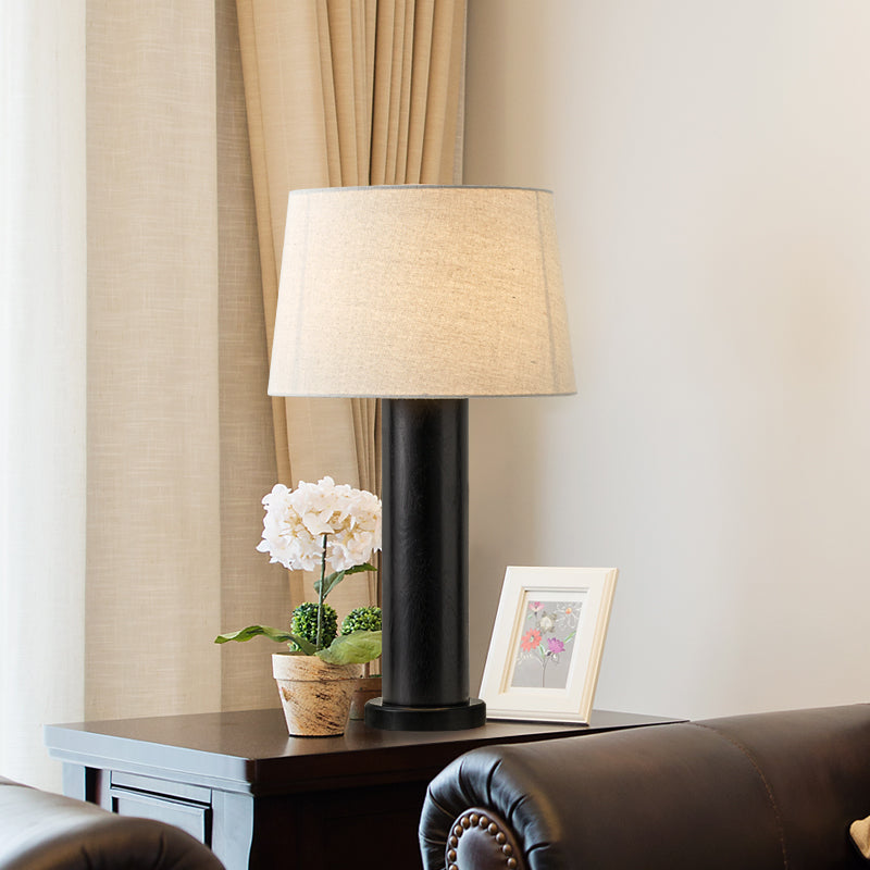 Culver Table Lamp – Modern Architectural Oak Wood Table Lamp with Fabric Shade