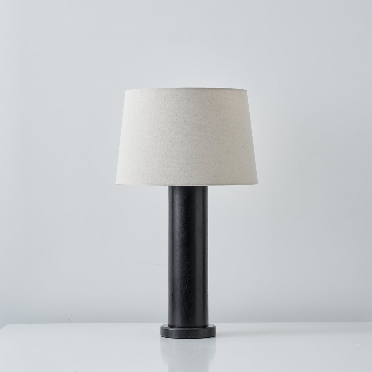 Culver Table Lamp – Modern Architectural Oak Wood Table Lamp with Fabric Shade