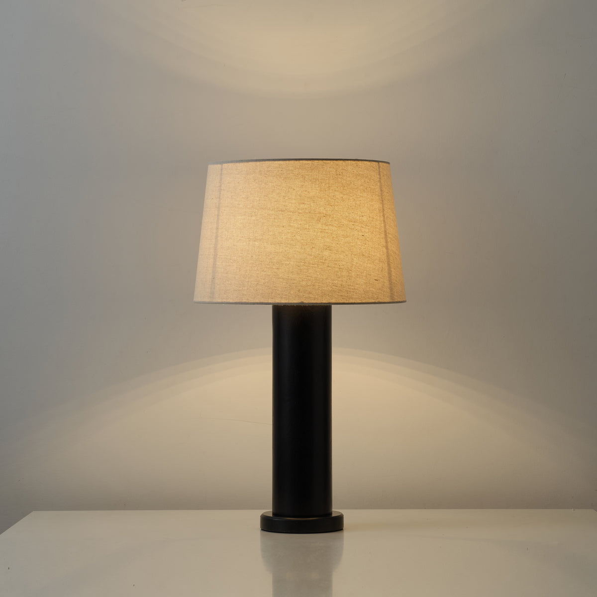 Culver Table Lamp – Modern Architectural Oak Wood Table Lamp with Fabric Shade