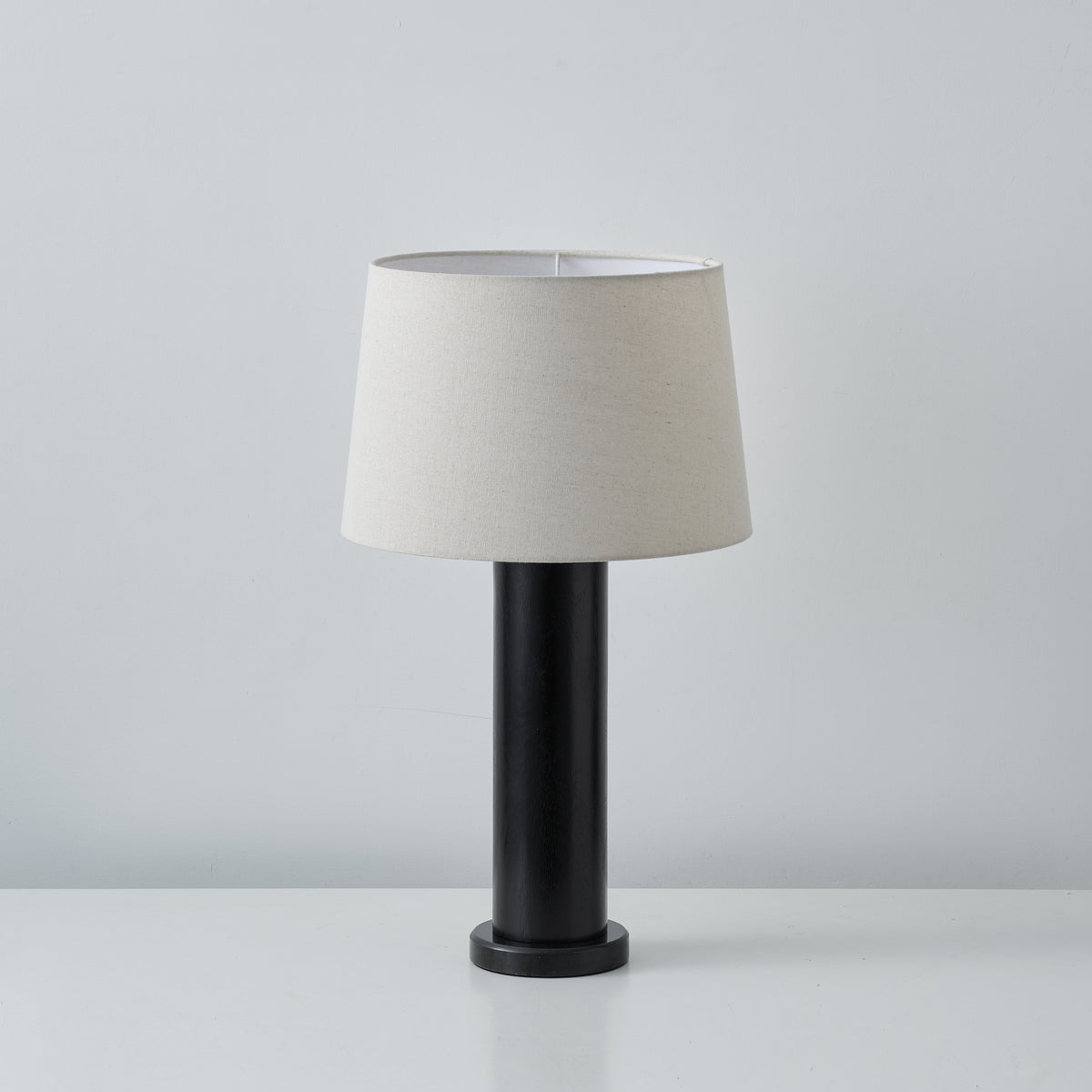 Culver Table Lamp – Modern Architectural Oak Wood Table Lamp with Fabric Shade