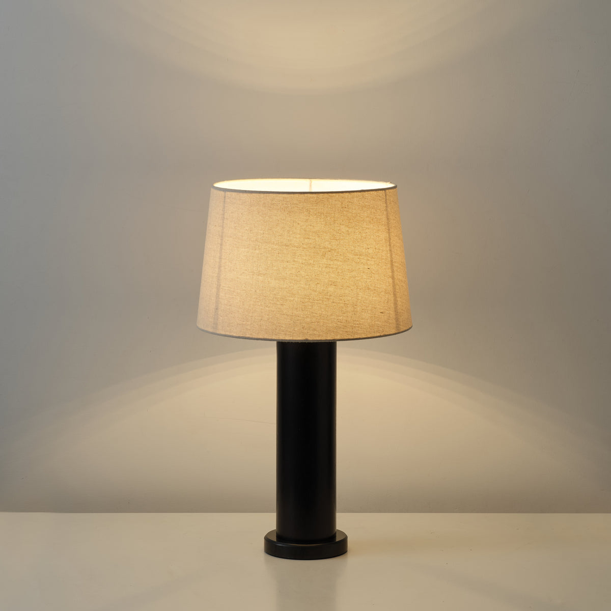 Culver Table Lamp – Modern Architectural Oak Wood Table Lamp with Fabric Shade