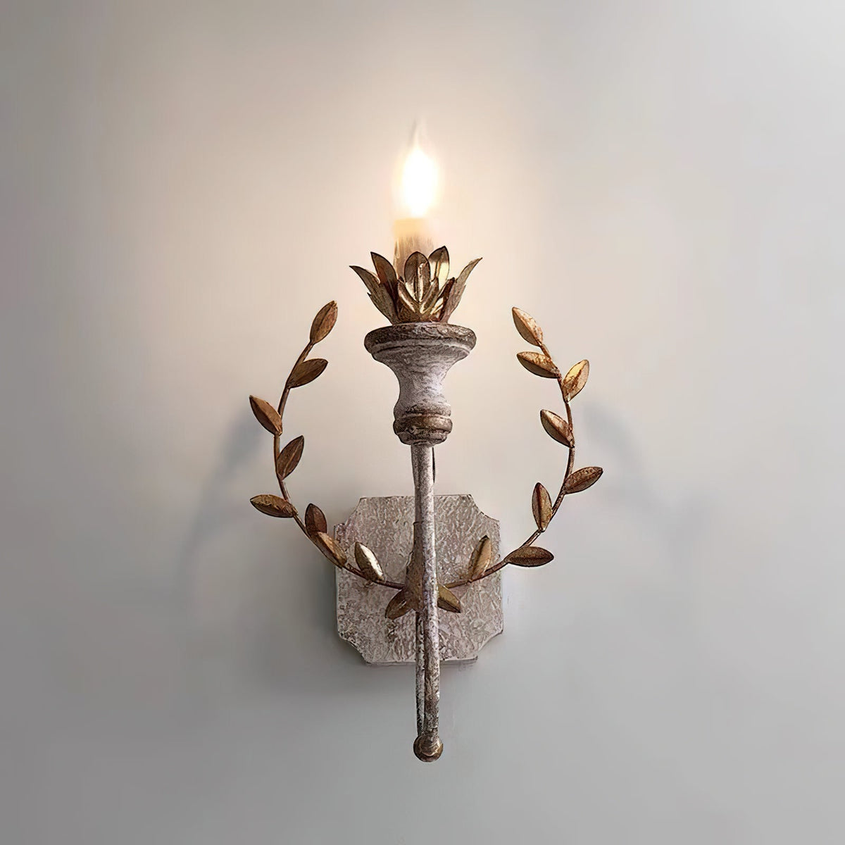 Cumiers Wall Lamp – Rustic Vintage Vine Metal & Wood Wall Sconce