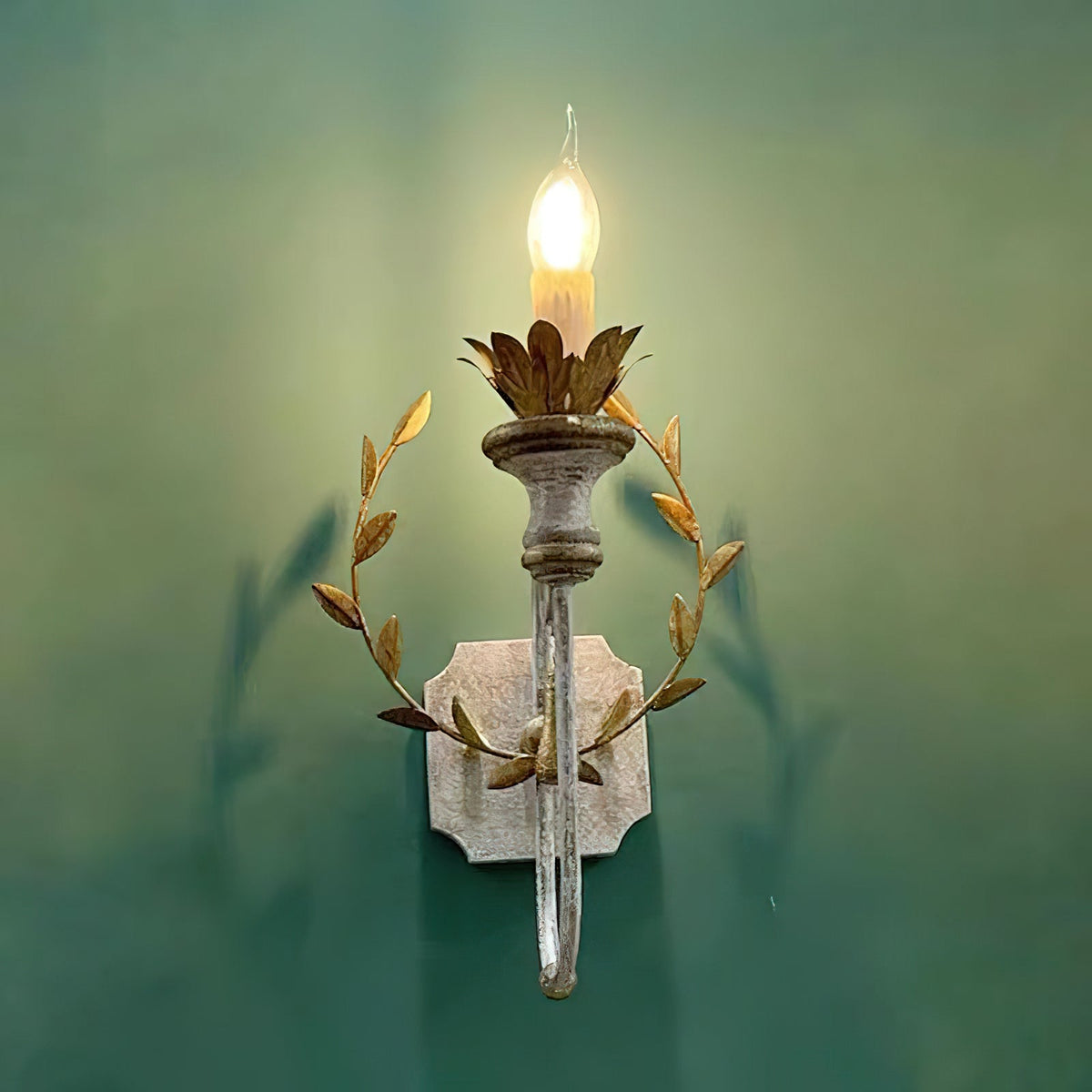 Cumiers Wall Lamp – Rustic Vintage Vine Metal & Wood Wall Sconce