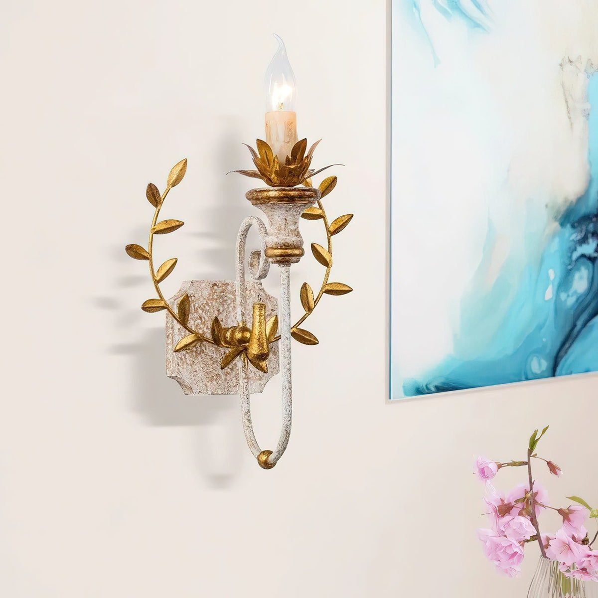 Cumiers Wall Lamp – Rustic Vintage Vine Metal & Wood Wall Sconce