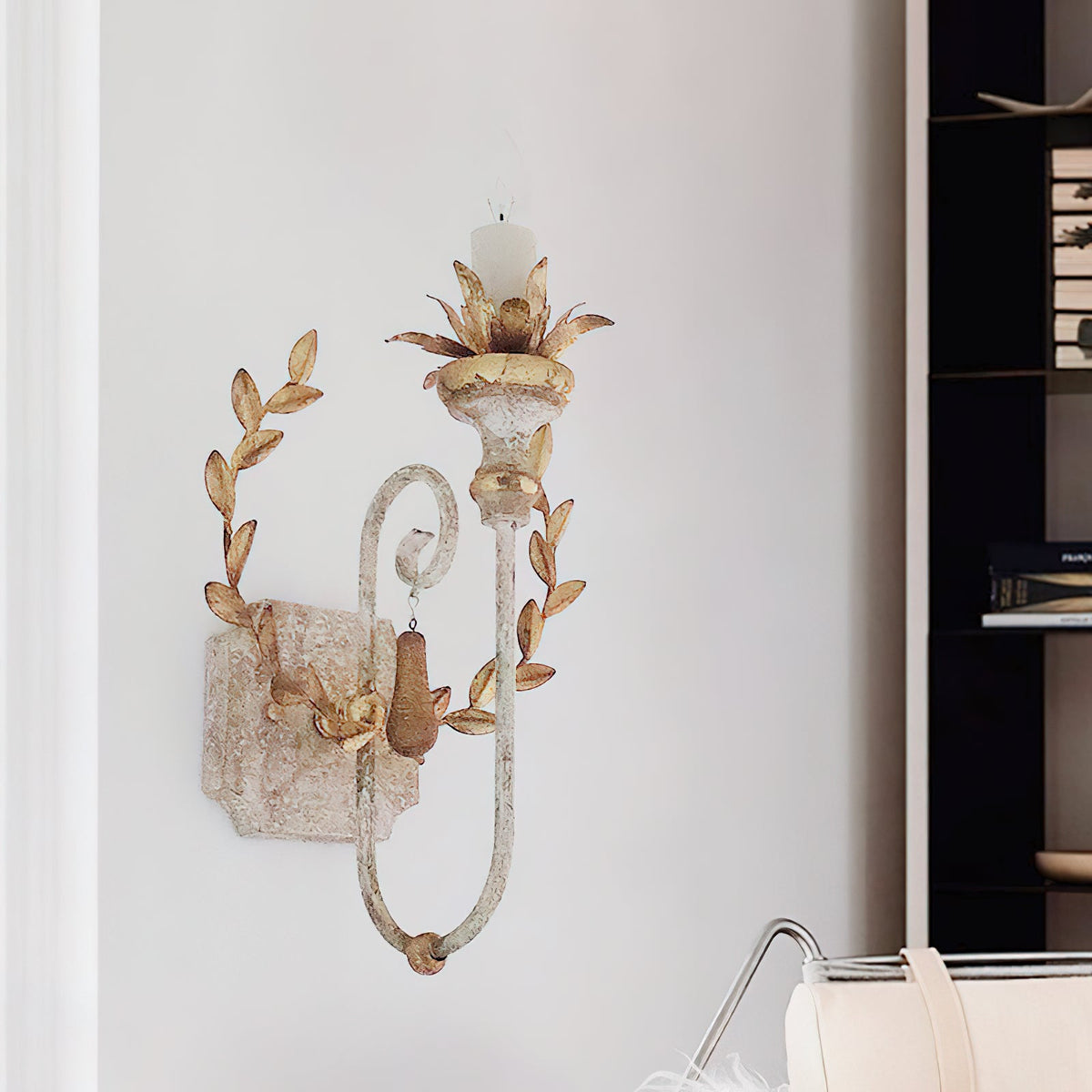 Cumiers Wall Lamp – Rustic Vintage Vine Metal & Wood Wall Sconce