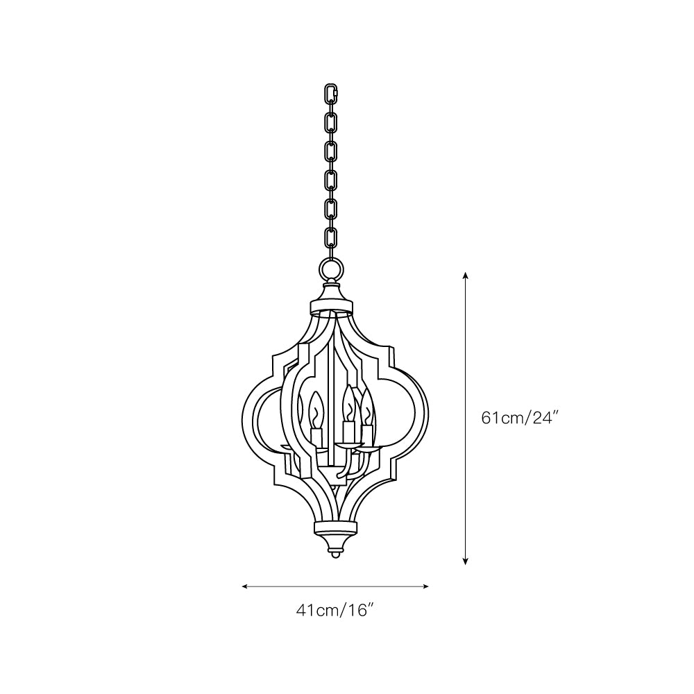 Cusp Barn Chandelier – Rustic Quatrefoil Solid Wood 4-Light Candle Chandelier