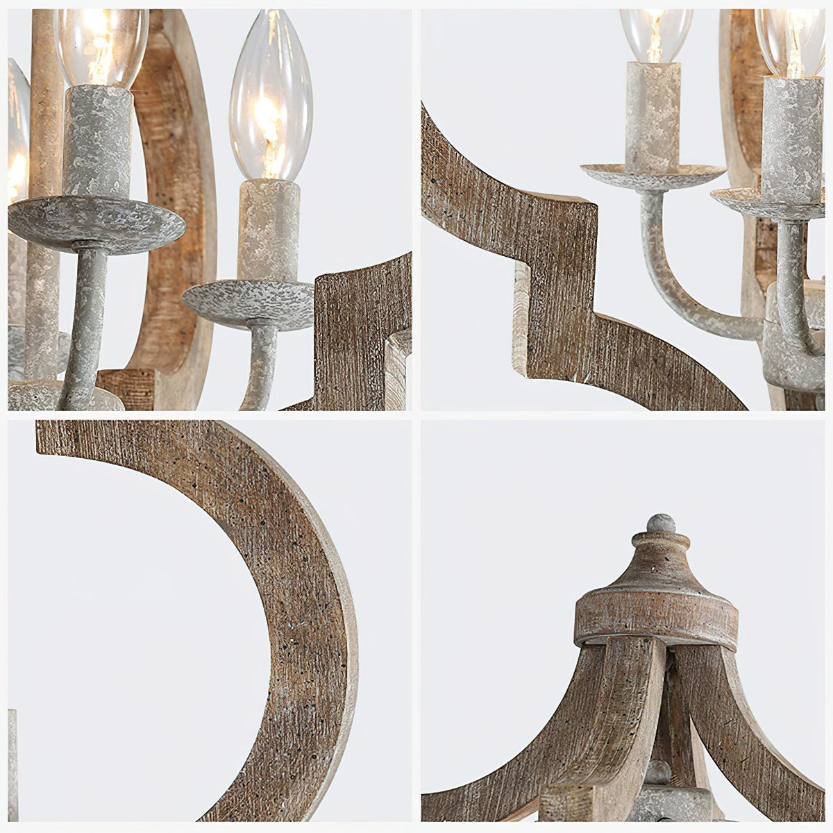 Cusp Barn Chandelier – Rustic Quatrefoil Solid Wood 4-Light Candle Chandelier