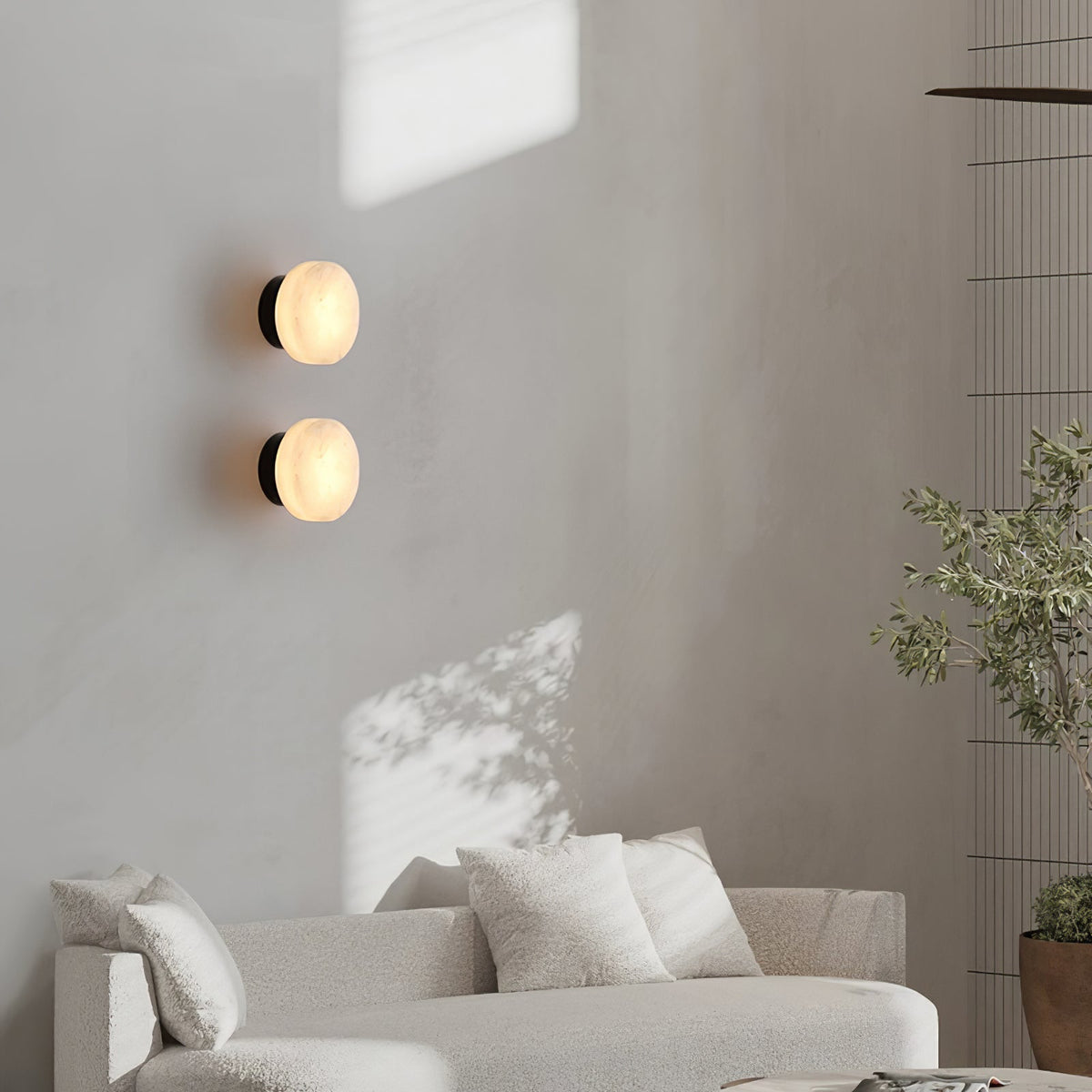Cylindrical Alabaster Wall Lamp – Architectural Natural Stone LED Sconce