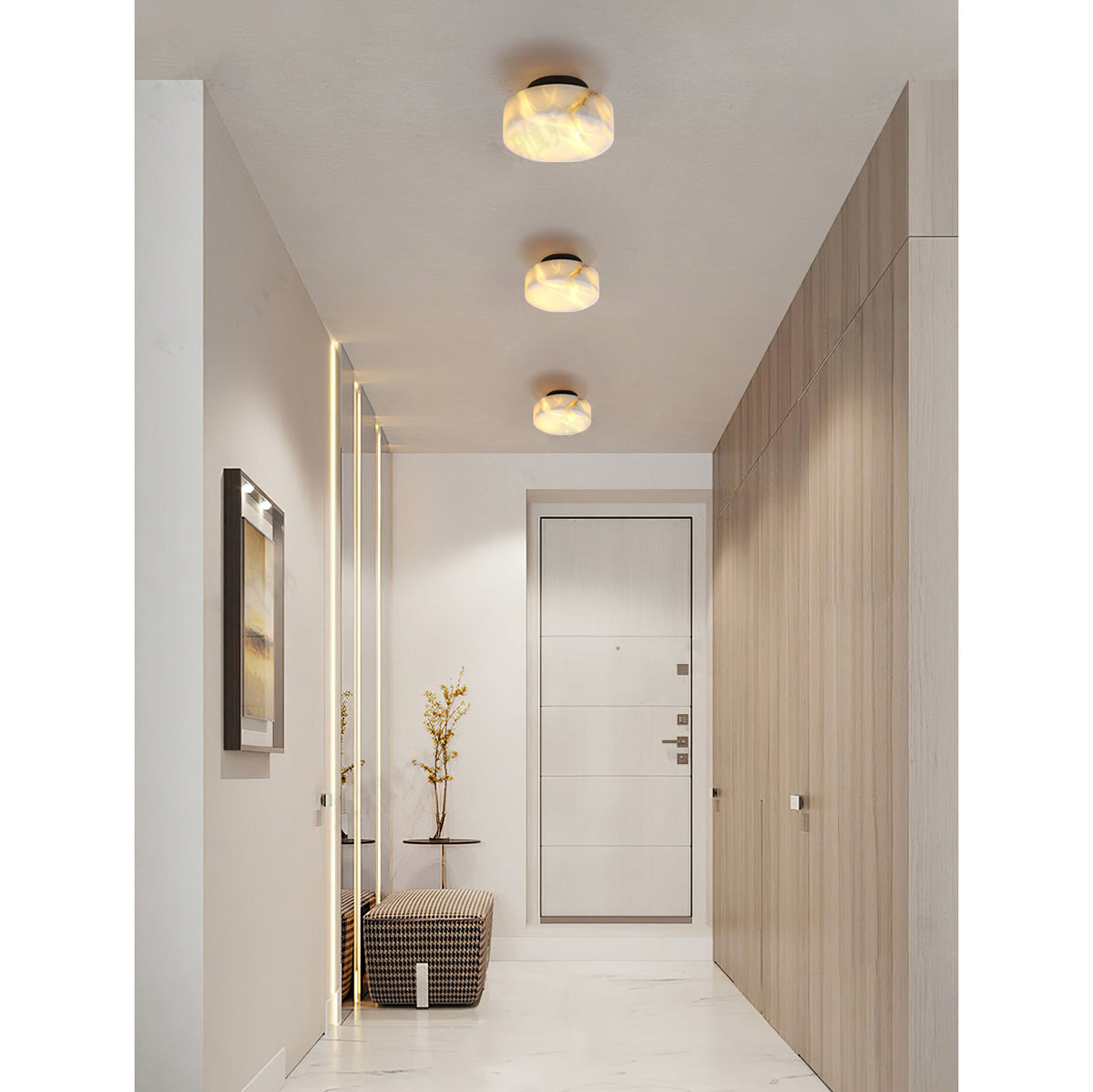 Cylindrical Alabaster Wall Lamp – Architectural Natural Stone LED Sconce