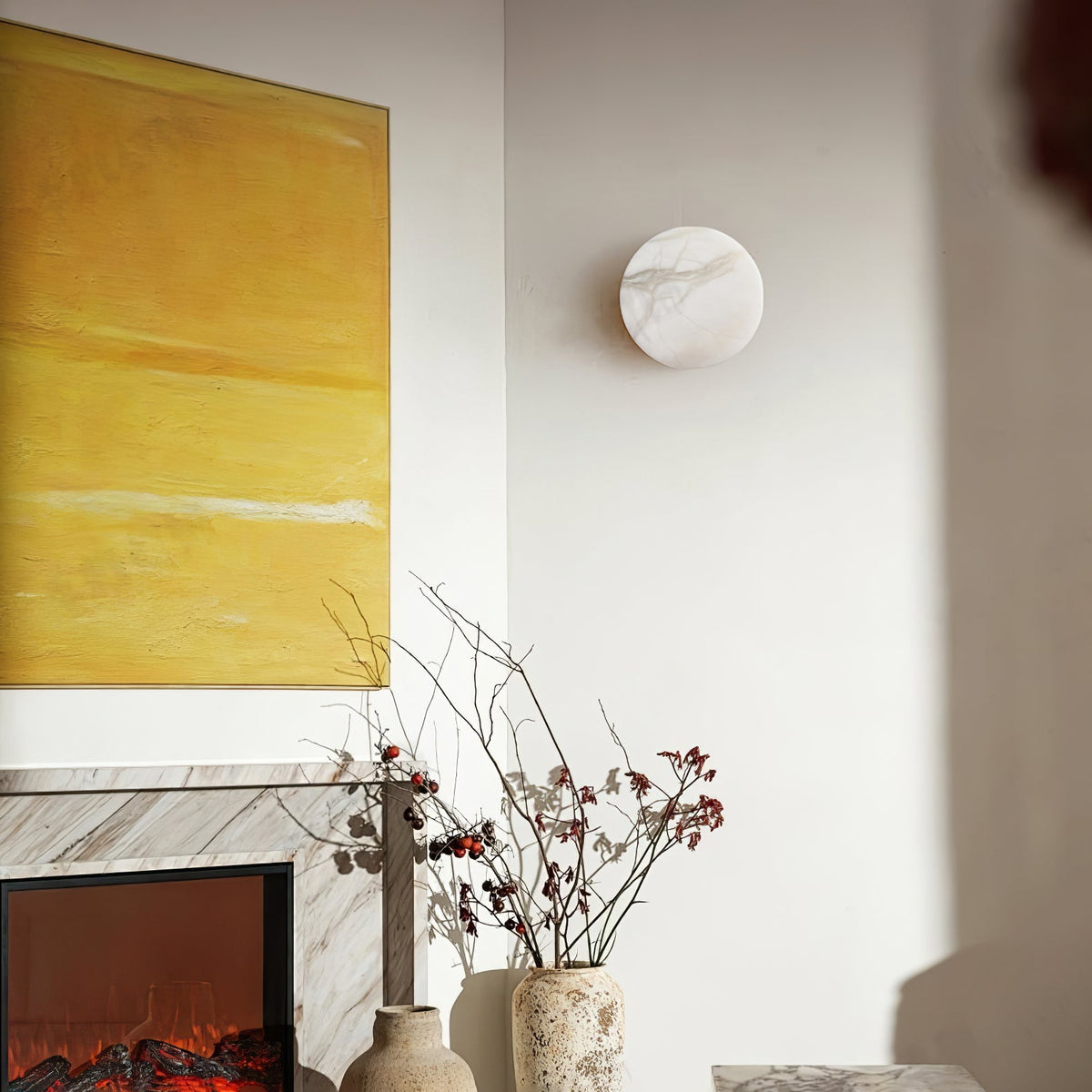 Cylindrical Alabaster Wall Lamp – Architectural Natural Stone LED Sconce