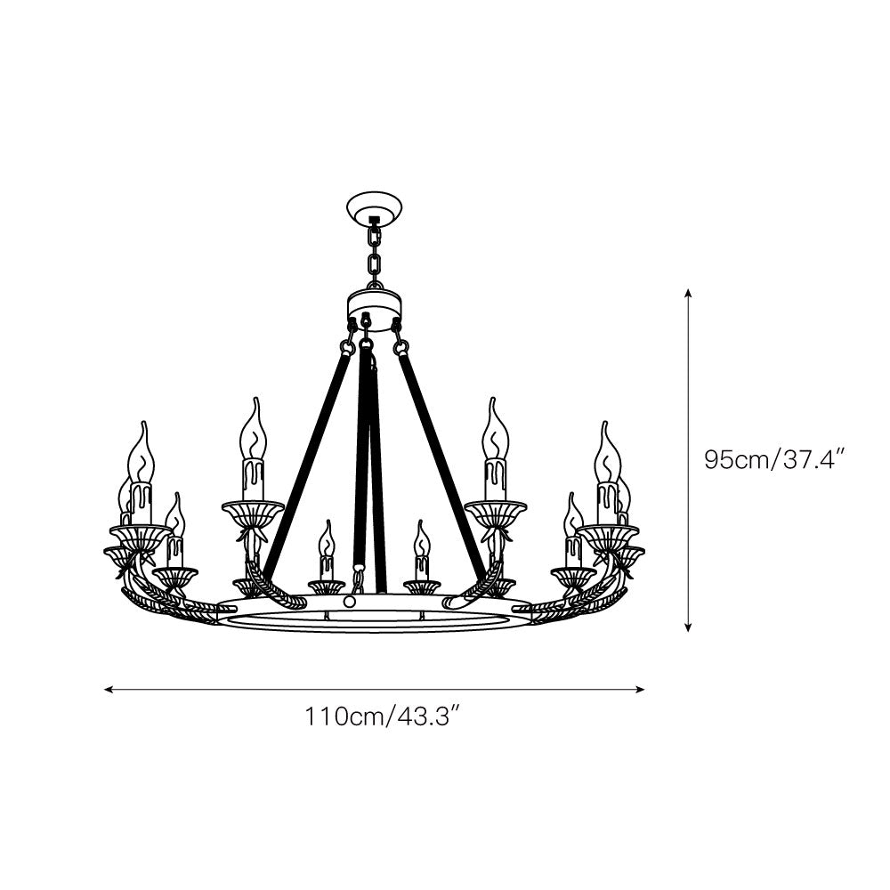 Cyrano Chandelier – Rustic Hemp Rope & Rust Iron Candle-Style Chandelier