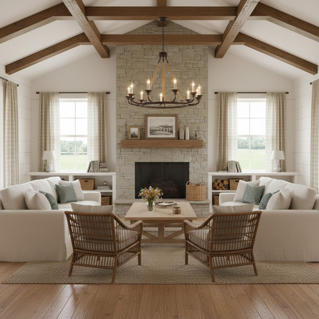 Cyrano Chandelier – Rustic Hemp Rope & Rust Iron Candle-Style Chandelier