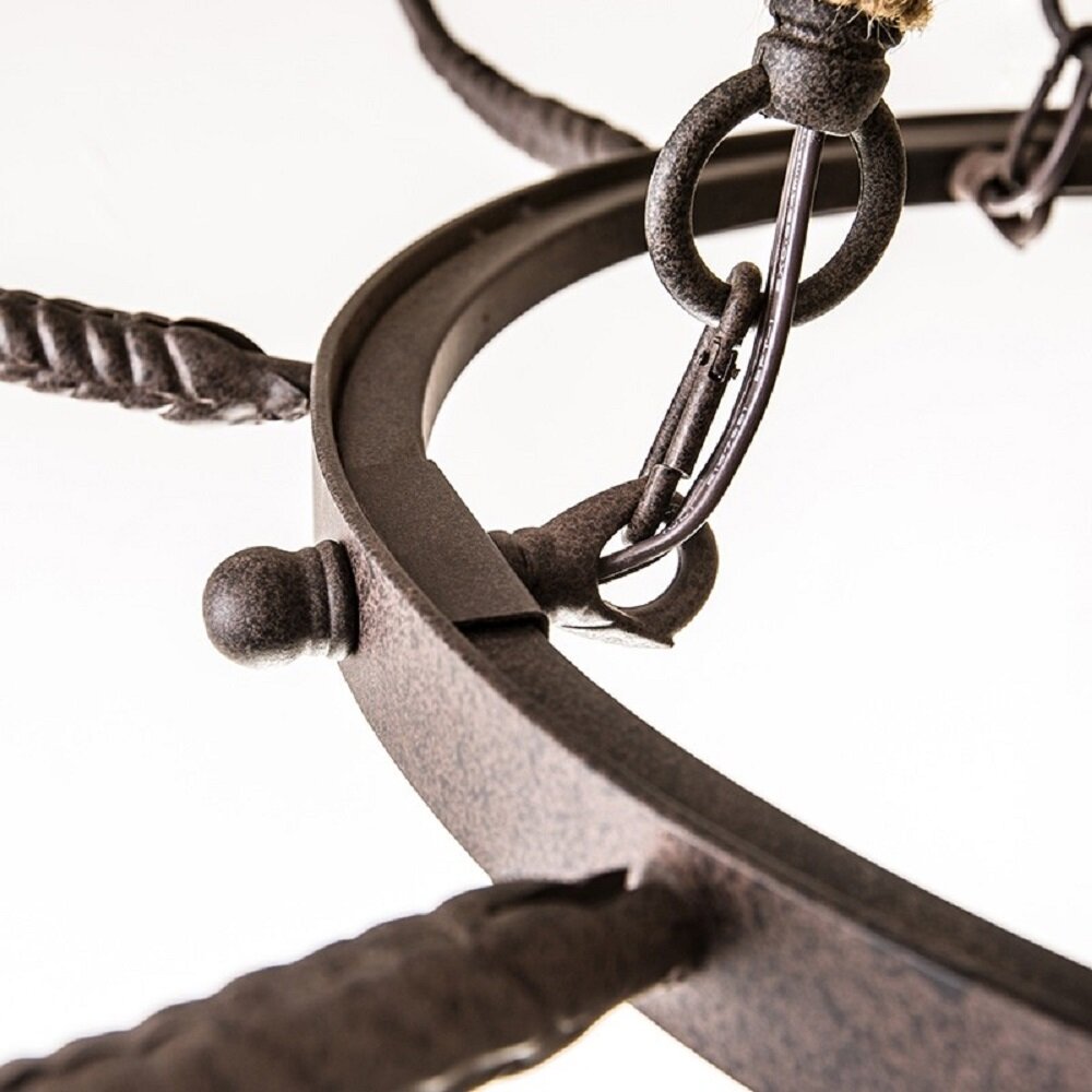 Cyrano Chandelier – Rustic Hemp Rope & Rust Iron Candle-Style Chandelier