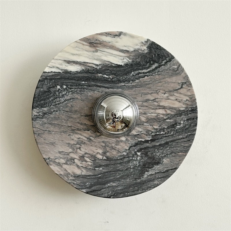Calacatta Round Marble Wall Sconce – Italian Calacatta Purple Marble & Chrome LED Sconce