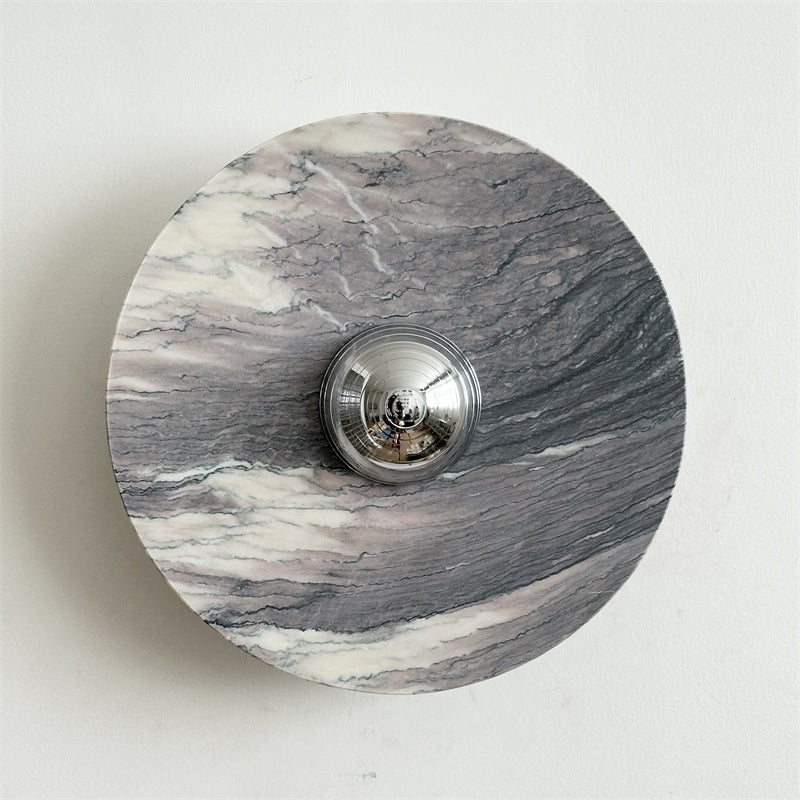 Calacatta Round Marble Wall Sconce – Italian Calacatta Purple Marble & Chrome LED Sconce
