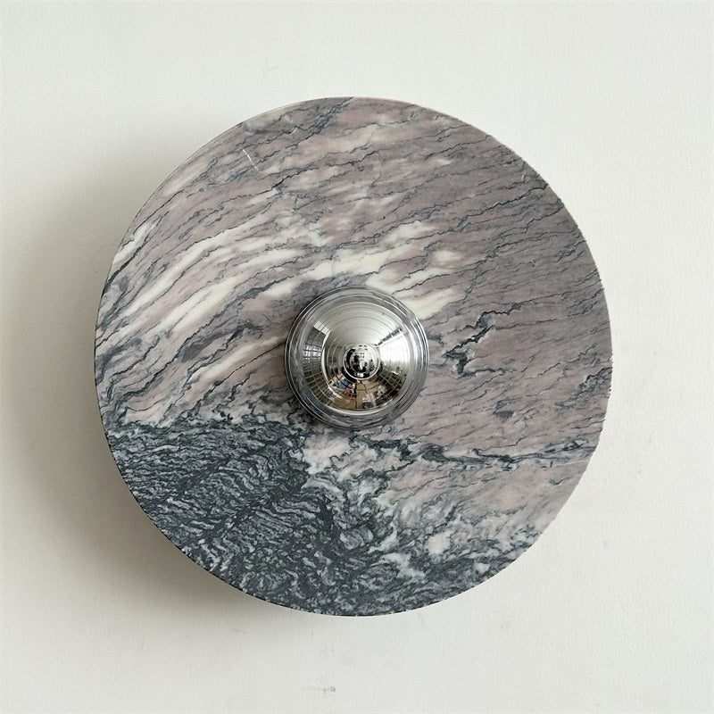 Calacatta Round Marble Wall Sconce – Italian Calacatta Purple Marble & Chrome LED Sconce