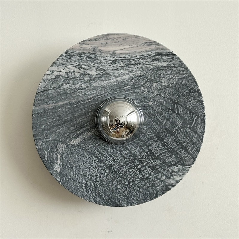 Calacatta Round Marble Wall Sconce – Italian Calacatta Purple Marble & Chrome LED Sconce