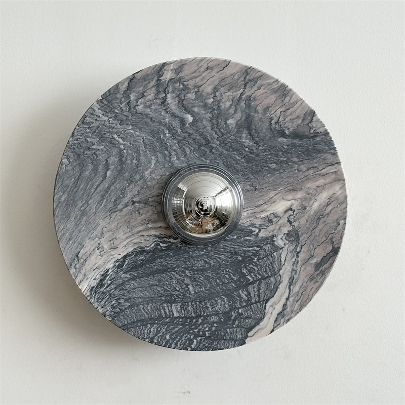 Calacatta Round Marble Wall Sconce – Italian Calacatta Purple Marble & Chrome LED Sconce